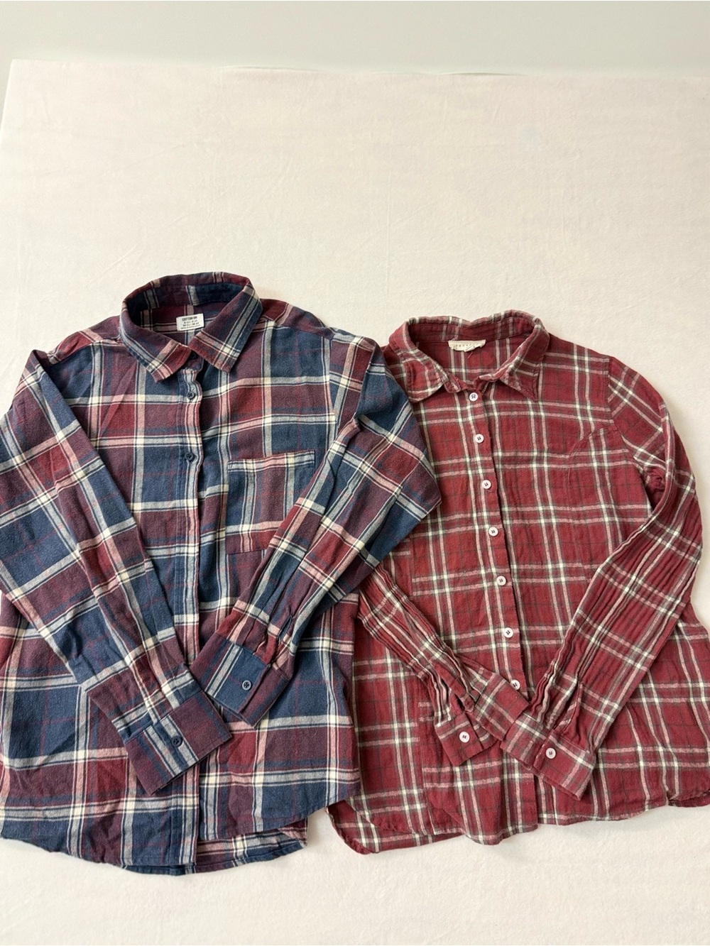 Lot of 2 Womens Plaid Flannel Button Down Shirts Cotton On S Promesa L Oversized